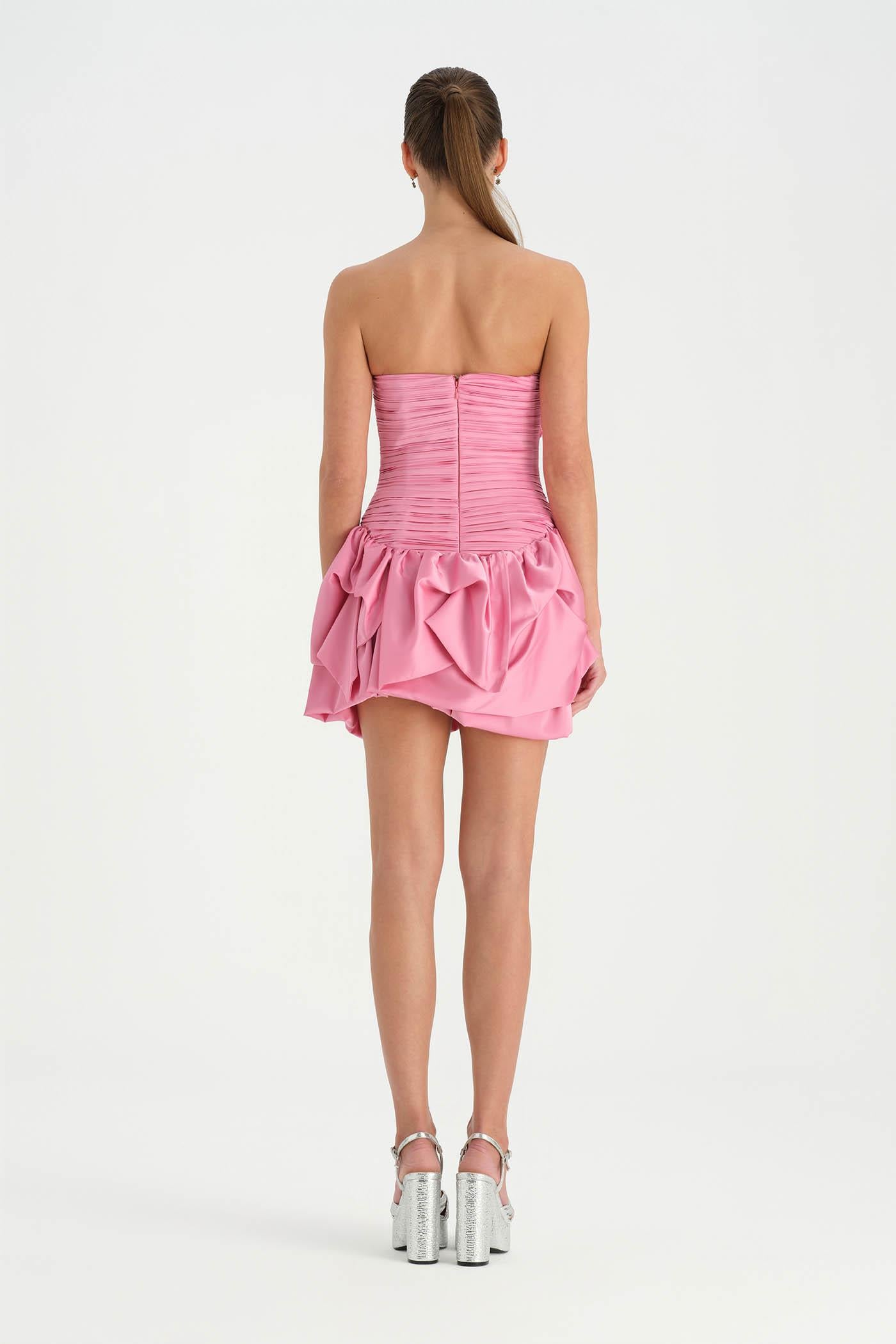 Volanlı Çiçekli Kısa Abiye Elbise - 26163C