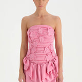 Volanlı Çiçekli Kısa Abiye Elbise - 26163C