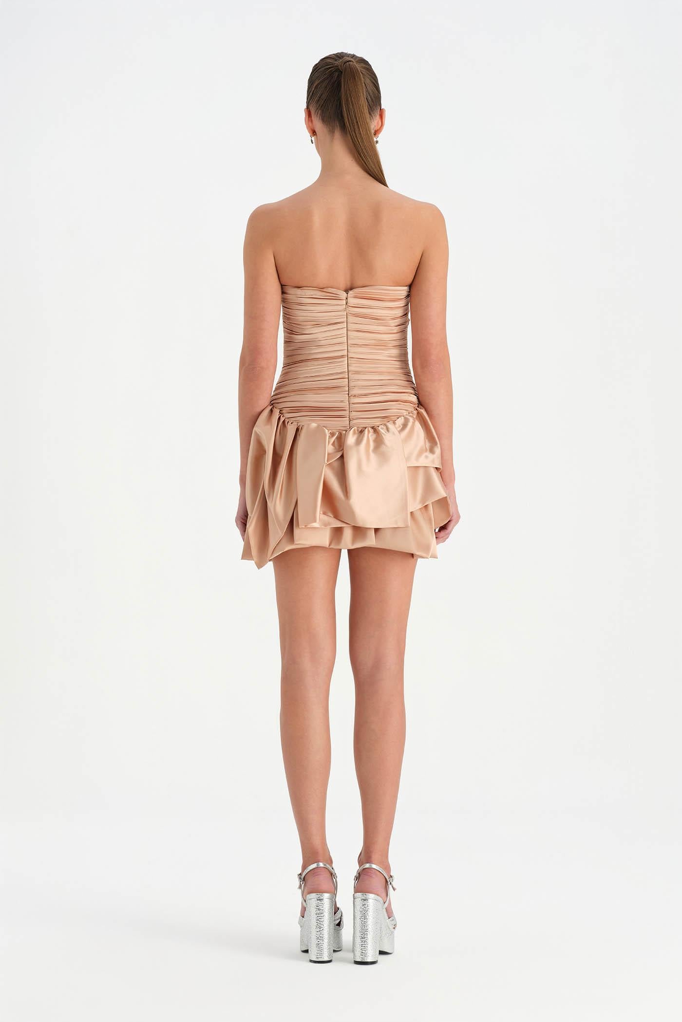 Volanlı Çiçekli Kısa Abiye Elbise - 26163C