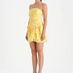 Volanlı Çiçekli Kısa Abiye Elbise - 26163C