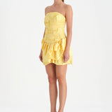 Volanlı Çiçekli Kısa Abiye Elbise - 26163C