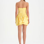 Volanlı Çiçekli Kısa Abiye Elbise - 26163C