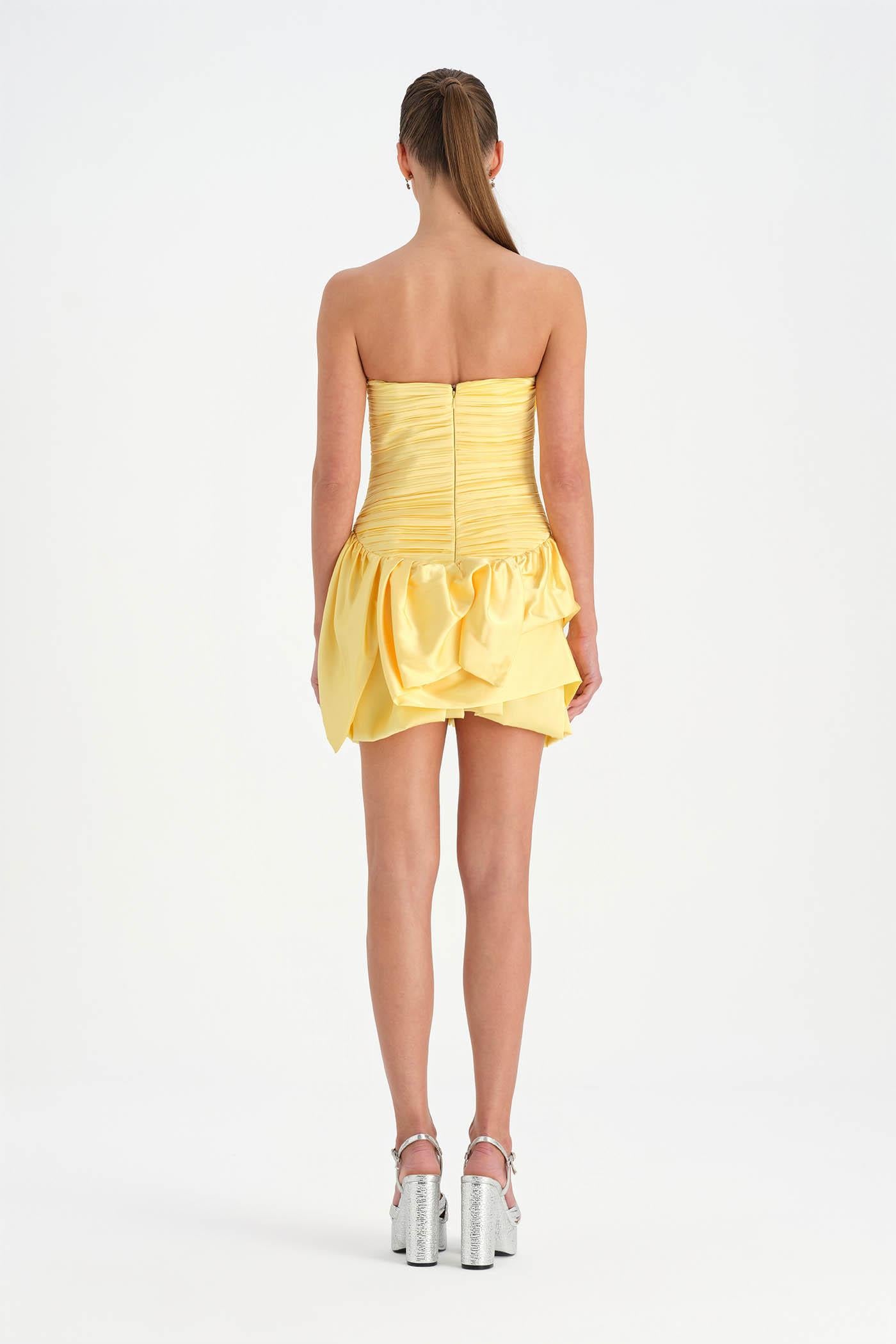 Volanlı Çiçekli Kısa Abiye Elbise - 26163C