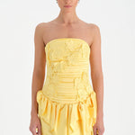 Volanlı Çiçekli Kısa Abiye Elbise - 26163C