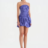 Volanlı Çiçekli Kısa Abiye Elbise - 26163C