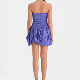 Volanlı Çiçekli Kısa Abiye Elbise - 26163C