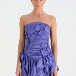 Volanlı Çiçekli Kısa Abiye Elbise - 26163C