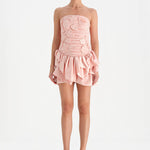 Volanlı Çiçekli Kısa Abiye Elbise - 26163C