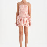 Volanlı Çiçekli Kısa Abiye Elbise - 26163C