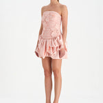 Volanlı Çiçekli Kısa Abiye Elbise - 26163C