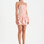 Volanlı Çiçekli Kısa Abiye Elbise - 26163C