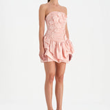 Volanlı Çiçekli Kısa Abiye Elbise - 26163C