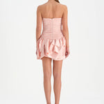 Volanlı Çiçekli Kısa Abiye Elbise - 26163C