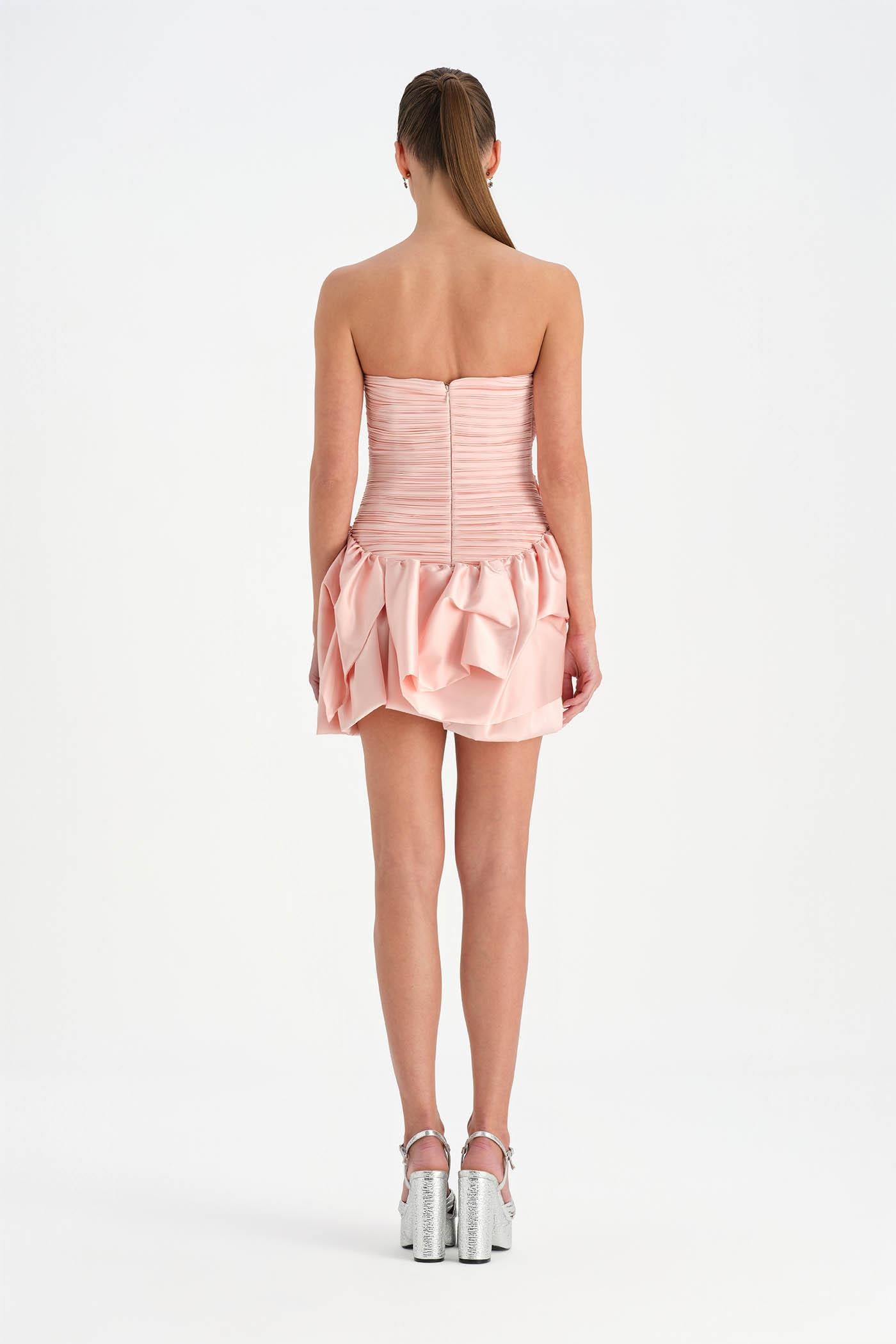 Volanlı Çiçekli Kısa Abiye Elbise - 26163C