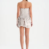 Volanlı Çiçekli Kısa Abiye Elbise - 26163C