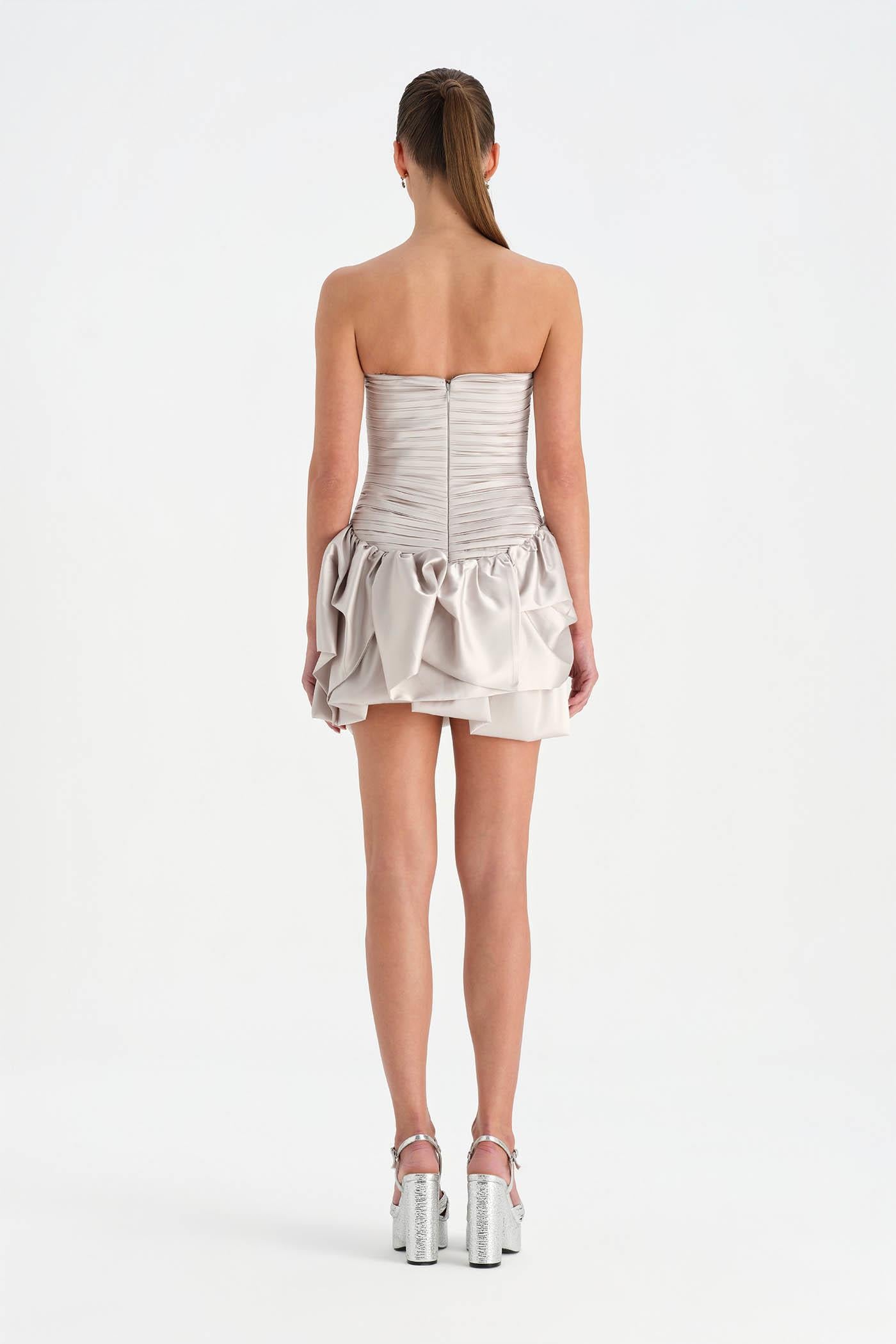 Volanlı Çiçekli Kısa Abiye Elbise - 26163C