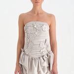 Volanlı Çiçekli Kısa Abiye Elbise - 26163C