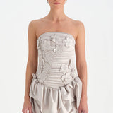 Volanlı Çiçekli Kısa Abiye Elbise - 26163C