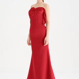 Bust Detailed Strapless Evening Dress - 26102C