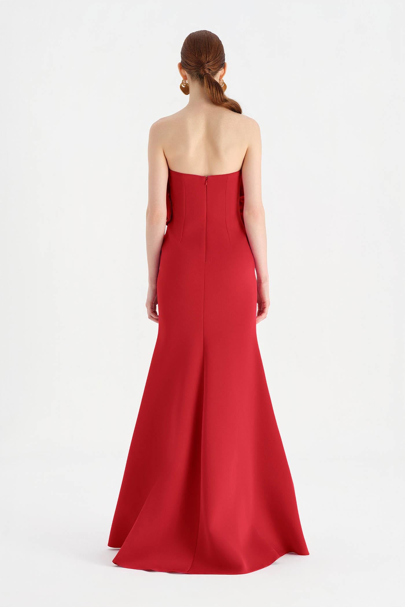 Bust Detailed Strapless Evening Dress - 26102C