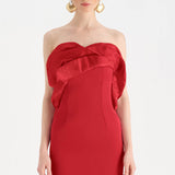 Bust Detailed Strapless Evening Dress - 26102C