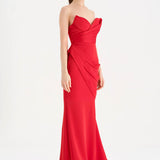 Bant Detaylı Drapeli Balık Abiye Elbise - 26021C