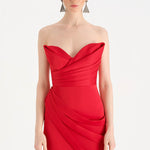 Bant Detaylı Drapeli Balık Abiye Elbise - 26021C