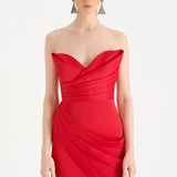 Bant Detaylı Drapeli Balık Abiye Elbise - 26021C