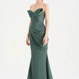 Bant Detaylı Drapeli Balık Abiye Elbise - 26021C