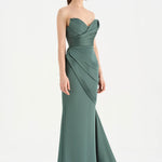 Bant Detaylı Drapeli Balık Abiye Elbise - 26021C