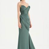 Bant Detaylı Drapeli Balık Abiye Elbise - 26021C