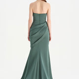 Bant Detaylı Drapeli Balık Abiye Elbise - 26021C