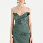 Bant Detaylı Drapeli Balık Abiye Elbise - 26021C