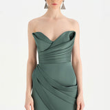 Bant Detaylı Drapeli Balık Abiye Elbise - 26021C