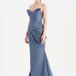 Bant Detaylı Drapeli Balık Abiye Elbise - 26021C