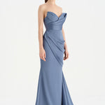 Bant Detaylı Drapeli Balık Abiye Elbise - 26021C