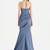 Bant Detaylı Drapeli Balık Abiye Elbise - 26021C