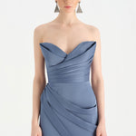 Bant Detaylı Drapeli Balık Abiye Elbise - 26021C