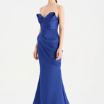 Bant Detaylı Drapeli Balık Abiye Elbise - 26021C