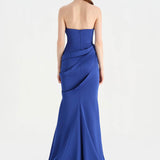 Bant Detaylı Drapeli Balık Abiye Elbise - 26021C