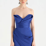 Bant Detaylı Drapeli Balık Abiye Elbise - 26021C