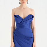 Bant Detaylı Drapeli Balık Abiye Elbise - 26021C