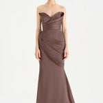 Band Detailed Draped Fish Evening Dress - 26021C