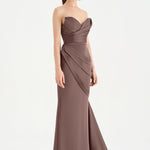 Band Detailed Draped Fish Evening Dress - 26021C