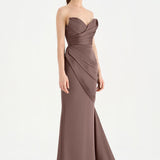 Band Detailed Draped Fish Evening Dress - 26021C