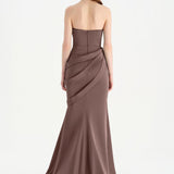 Band Detailed Draped Fish Evening Dress - 26021C
