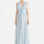 Chiffon Evening Dress with Neck Straps and Waist Detail - 26151C