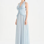 Chiffon Evening Dress with Neck Straps and Waist Detail - 26151C