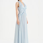 Chiffon Evening Dress with Neck Straps and Waist Detail - 26151C