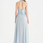 Chiffon Evening Dress with Neck Straps and Waist Detail - 26151C